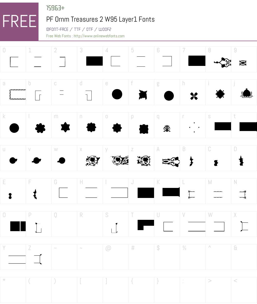 PFOrnmTreasures2W95-Layer1 Font Screenshots