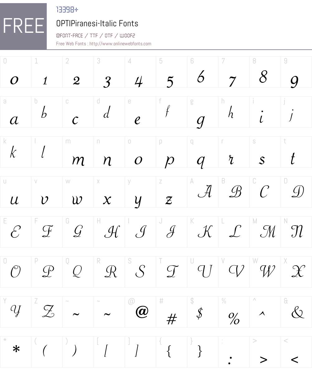 OPTIPiranesi Font Screenshots