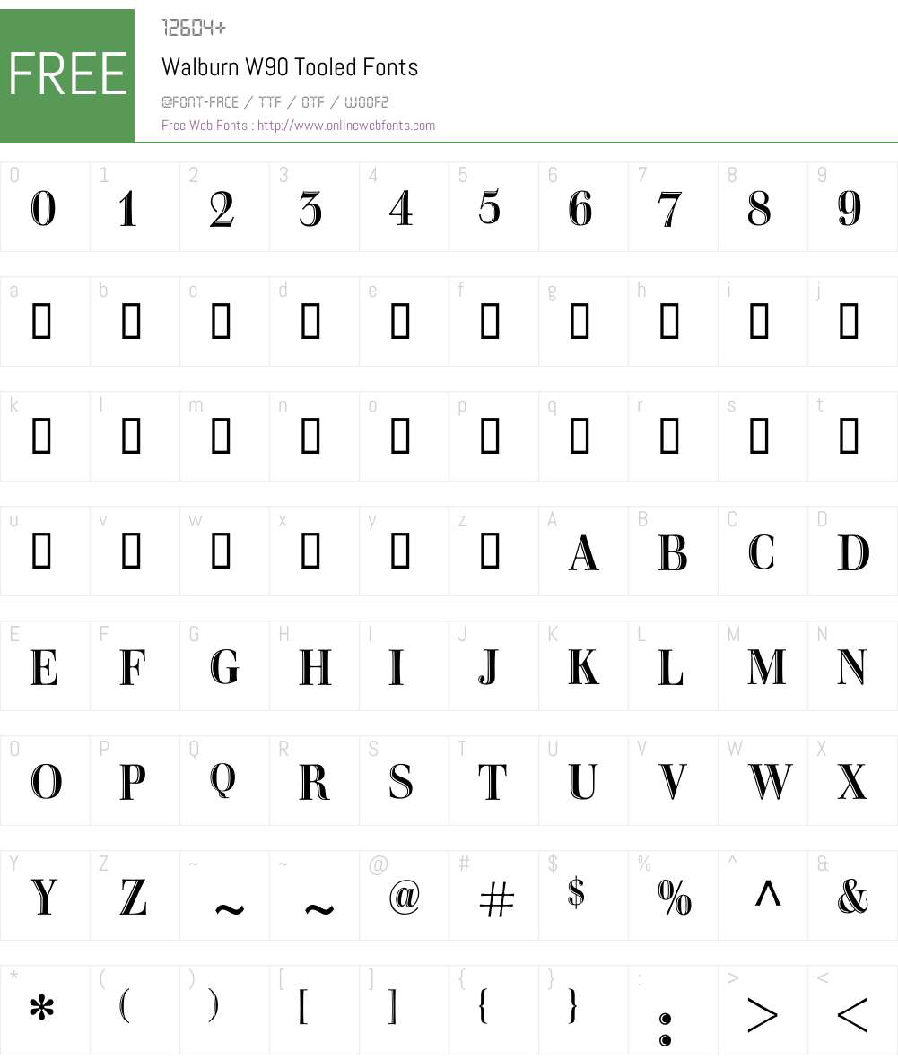 WalburnW90-Tooled Font Screenshots