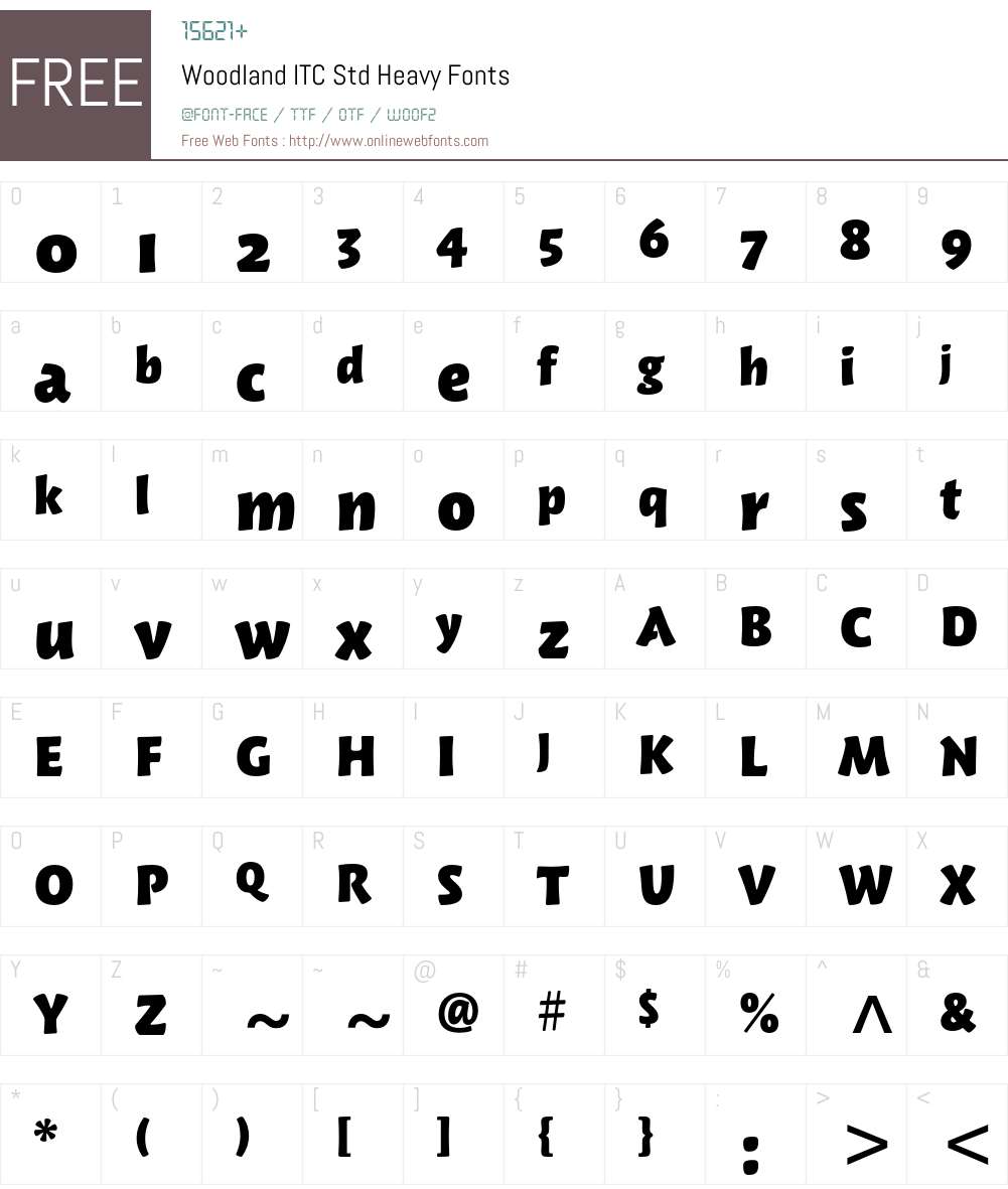 Woodland ITC Std Font Screenshots