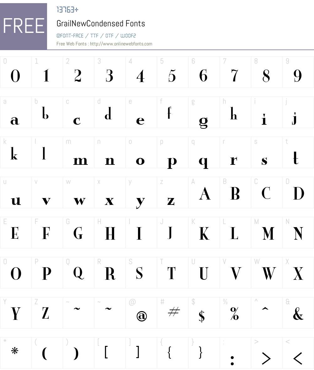 GrailNewCondensed Font Screenshots