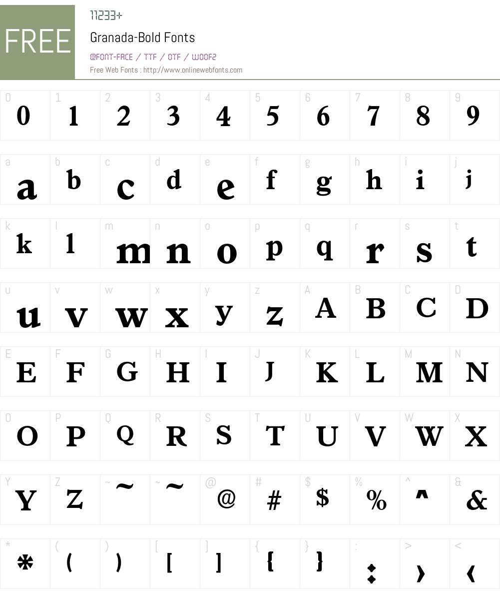 Granada-Bold Font Screenshots