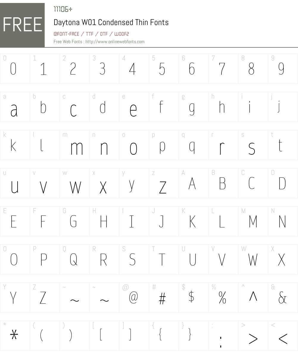 DaytonaW01-CondensedThin Font Screenshots