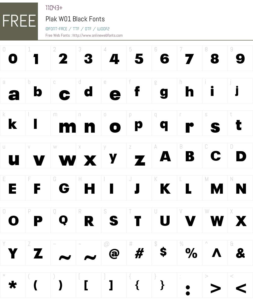 PlakW01-Black Font Screenshots