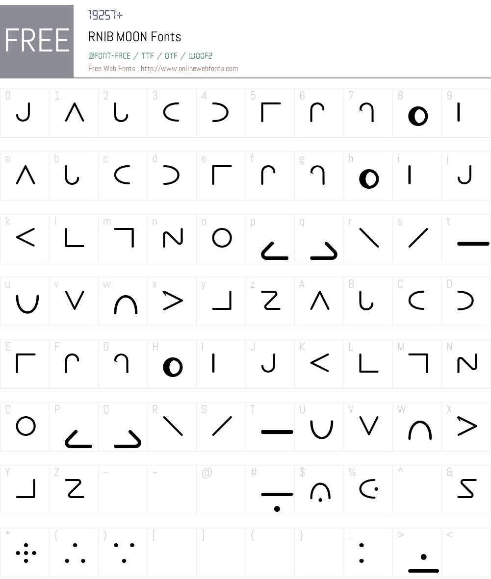 RNIB MOON Font Screenshots