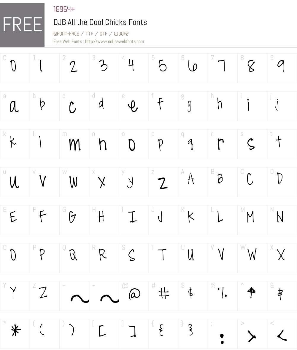 DJB All the Cool Chicks Font Screenshots