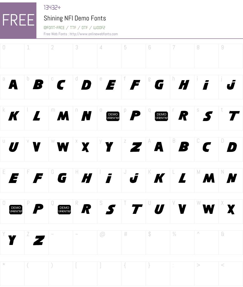Shining NFI Demo Font Screenshots