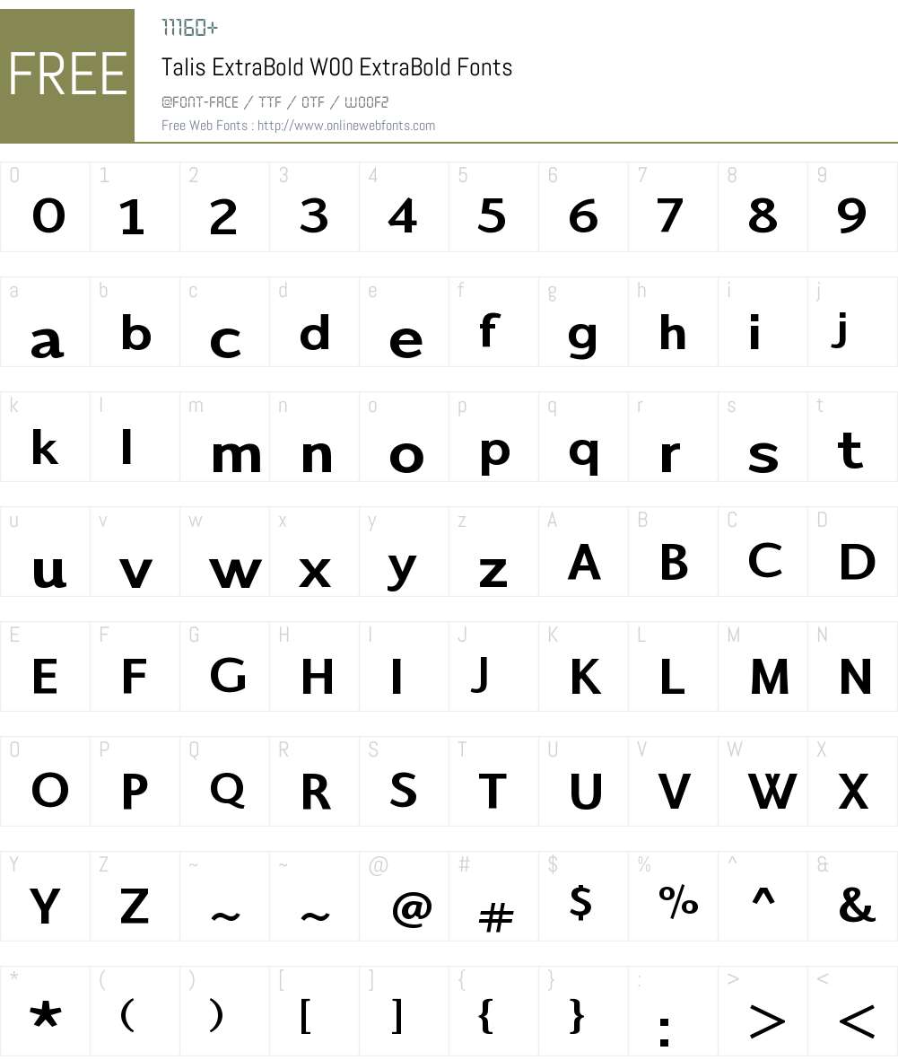 TalisExtraBoldW00-ExtraBold Font Screenshots