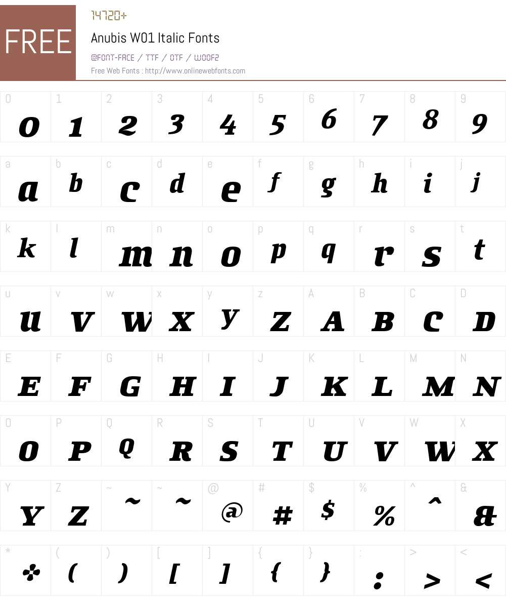 AnubisW01-Italic Font Screenshots