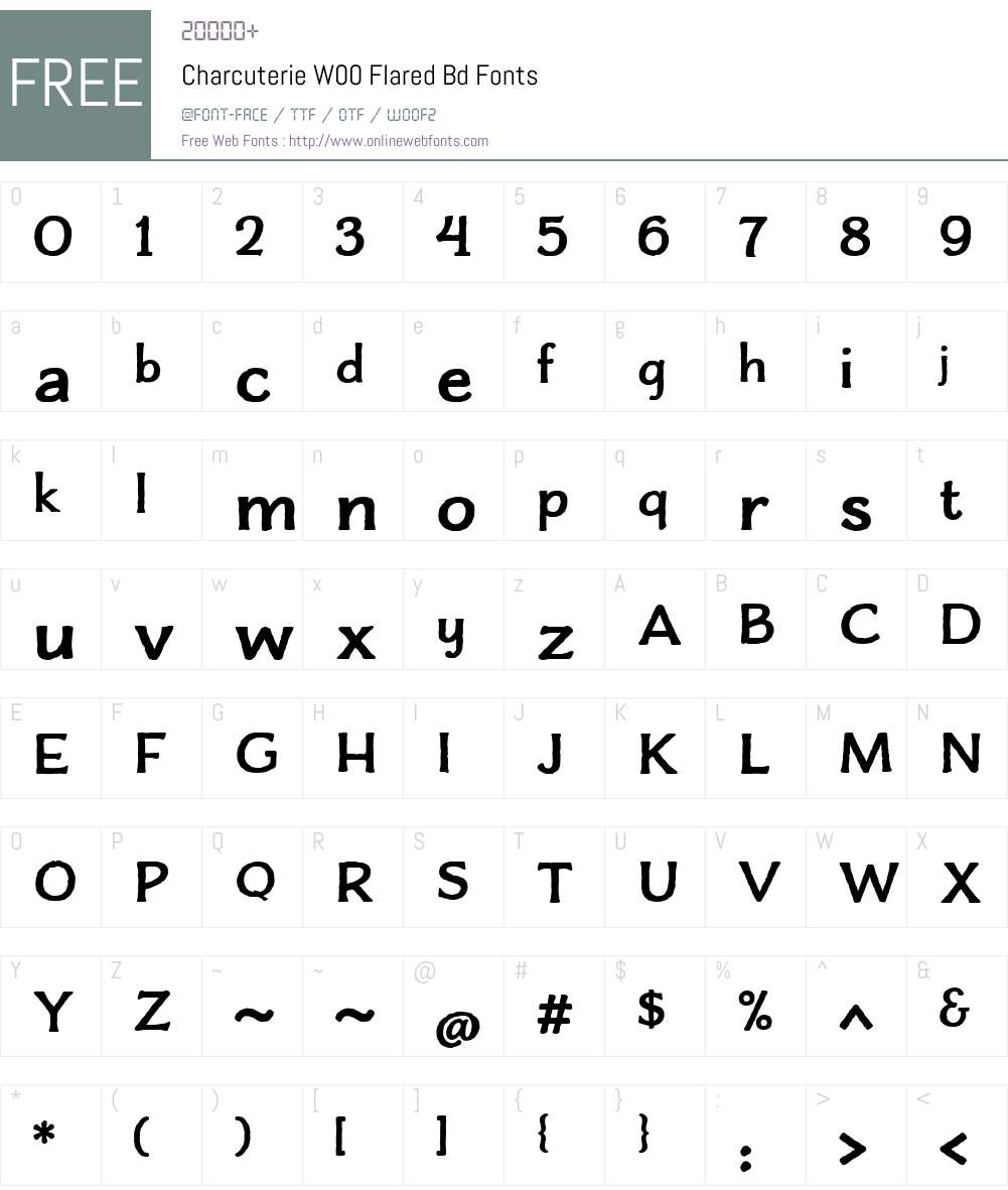 CharcuterieW00-FlaredBd Font Screenshots