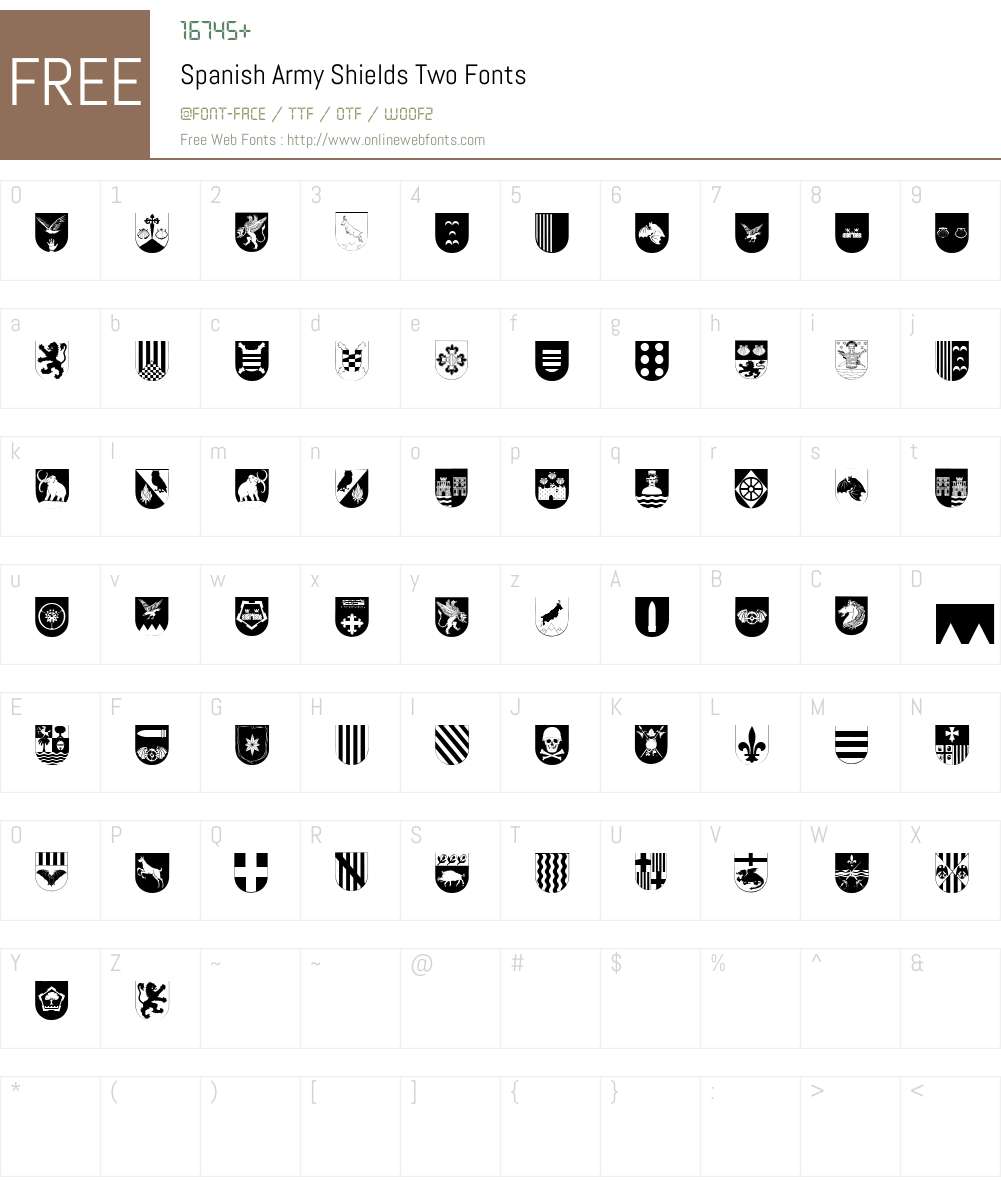 Spanish Army Shields Two Font Screenshots