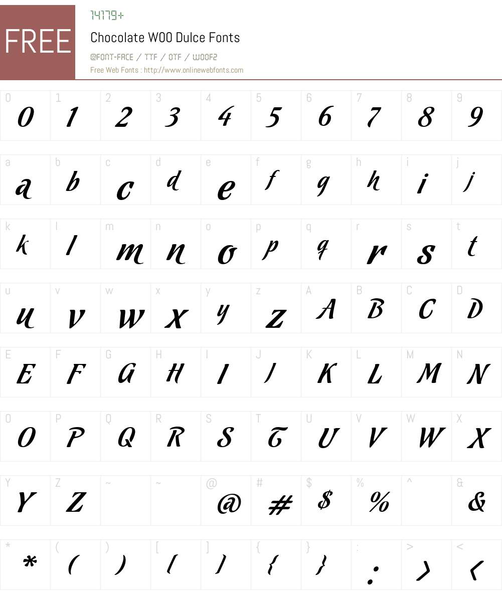 ChocolateW00-Dulce Font Screenshots