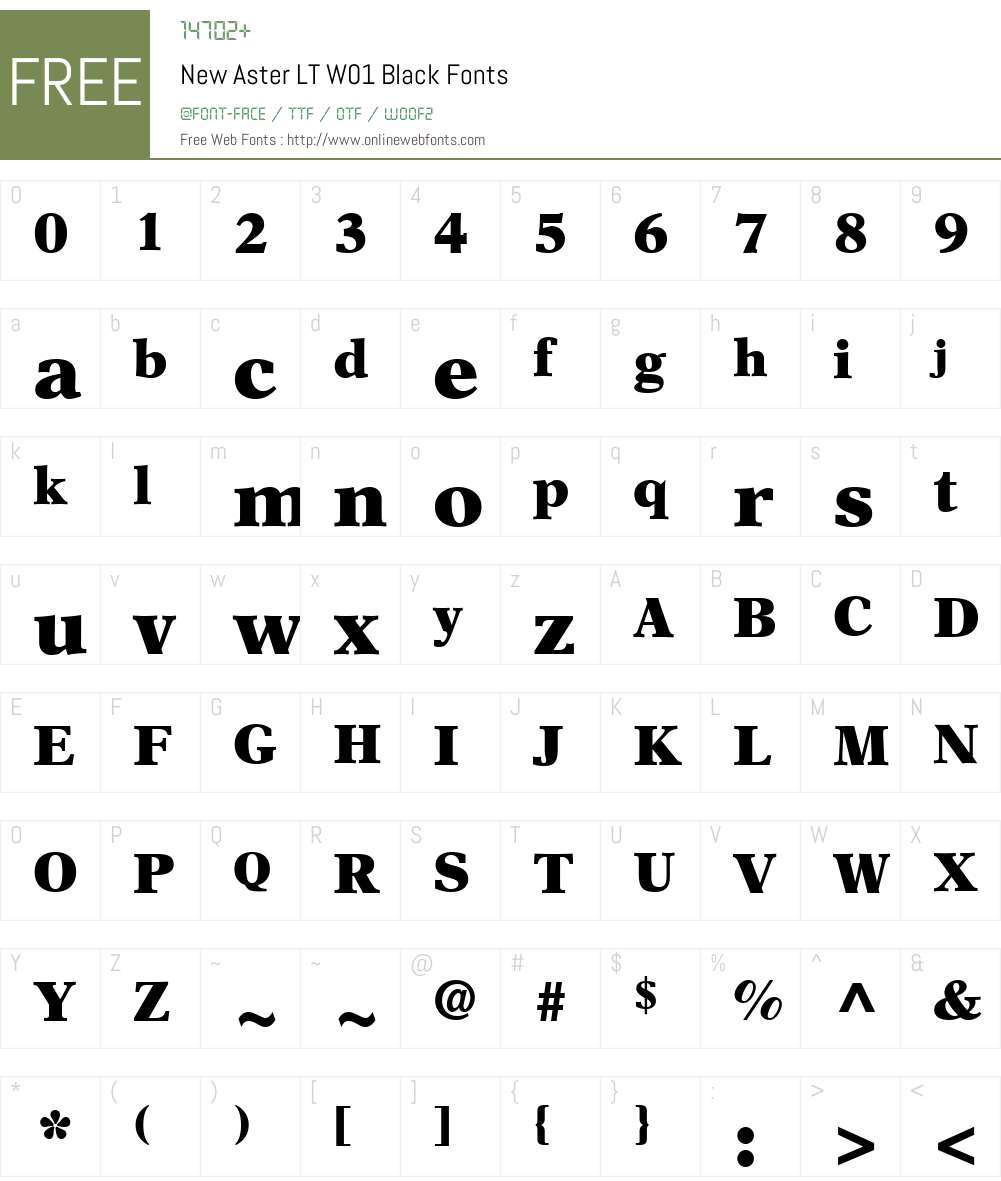 NewAsterLTW01-Black Font Screenshots