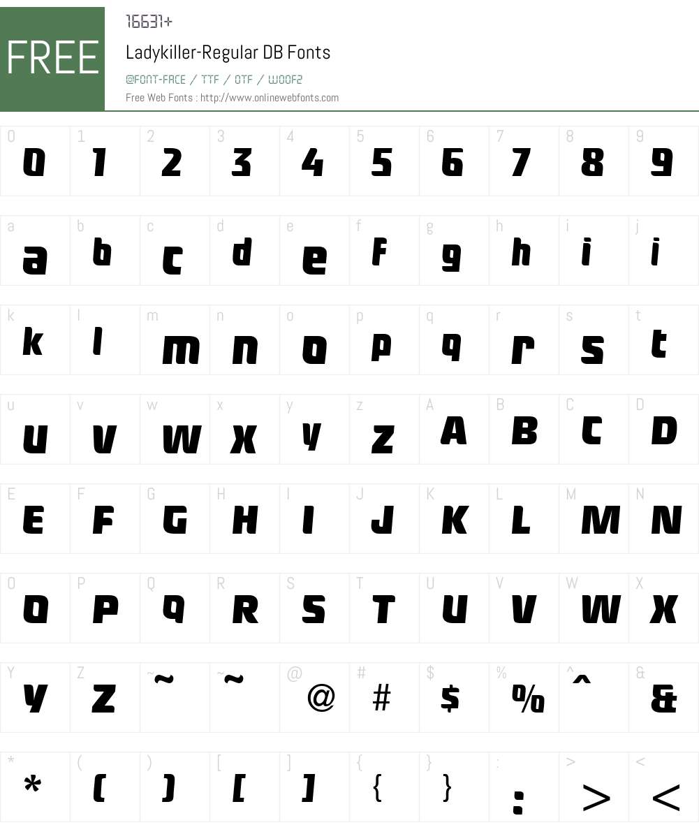 Ladykiller DB Font Screenshots