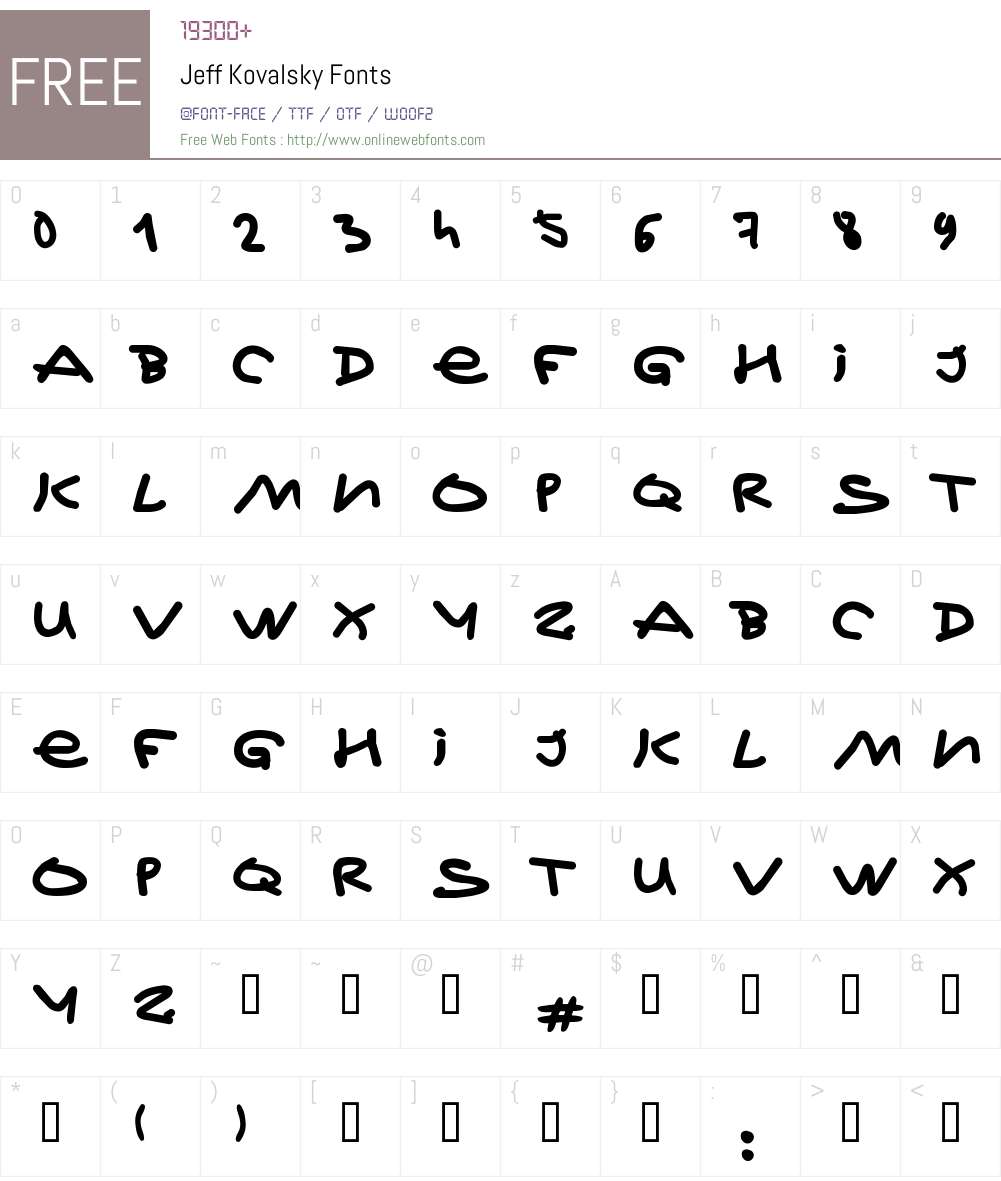 Jeff Kovalsky Font Screenshots