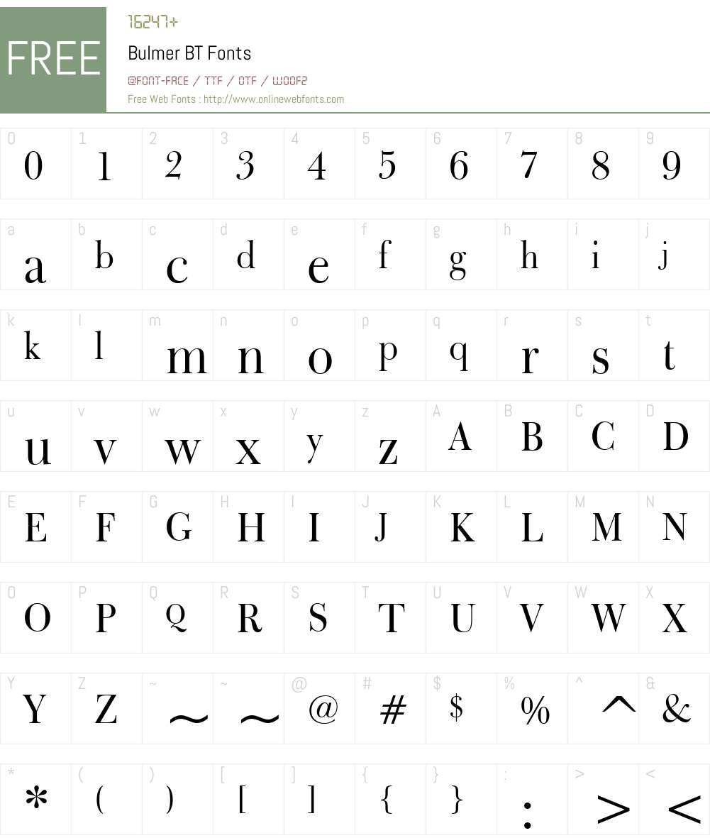 Bulmer BT Font Screenshots
