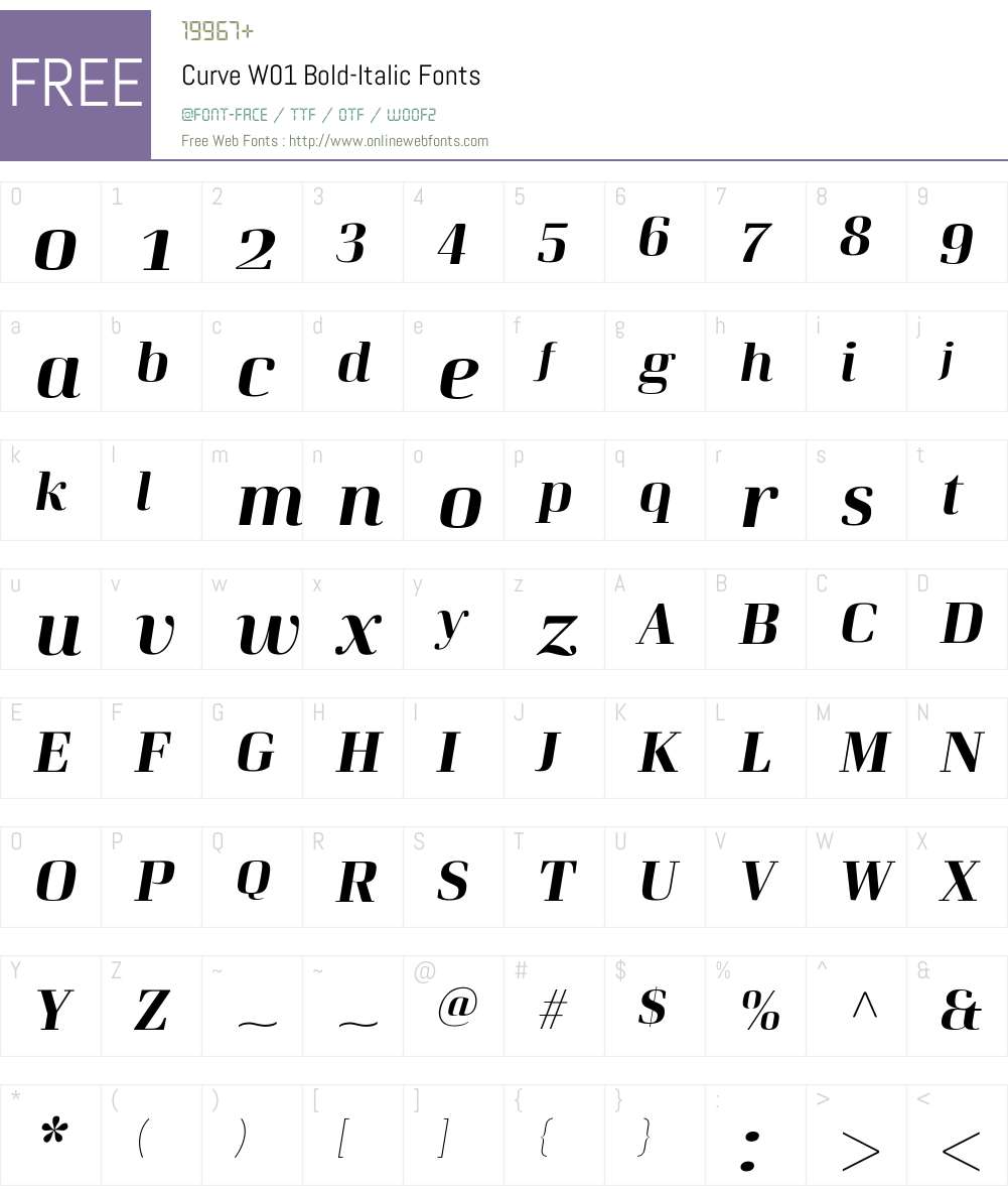CurveW01-Bold-Italic Font Screenshots