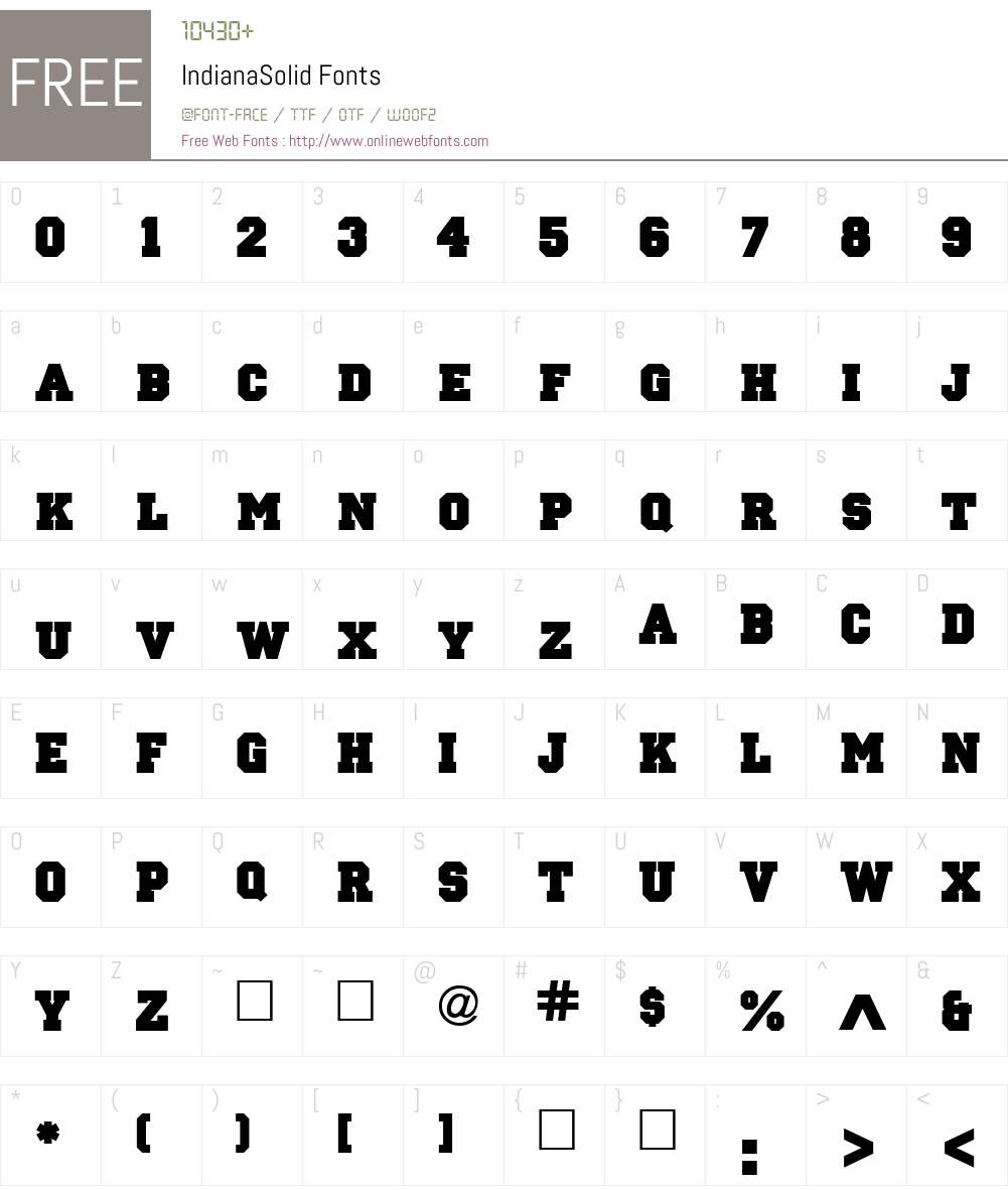IndianaSolid Font Screenshots
