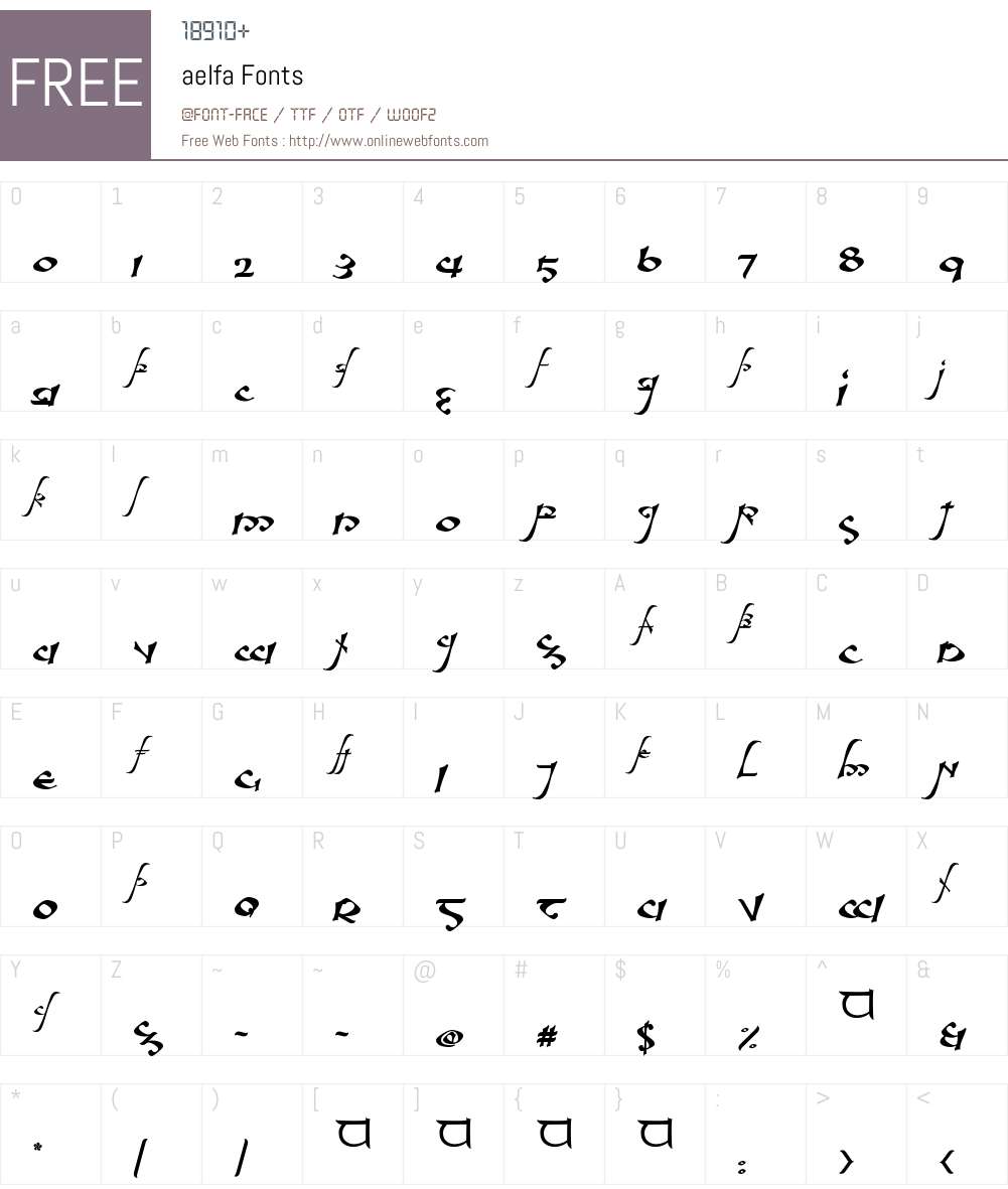 aelfa Font Screenshots