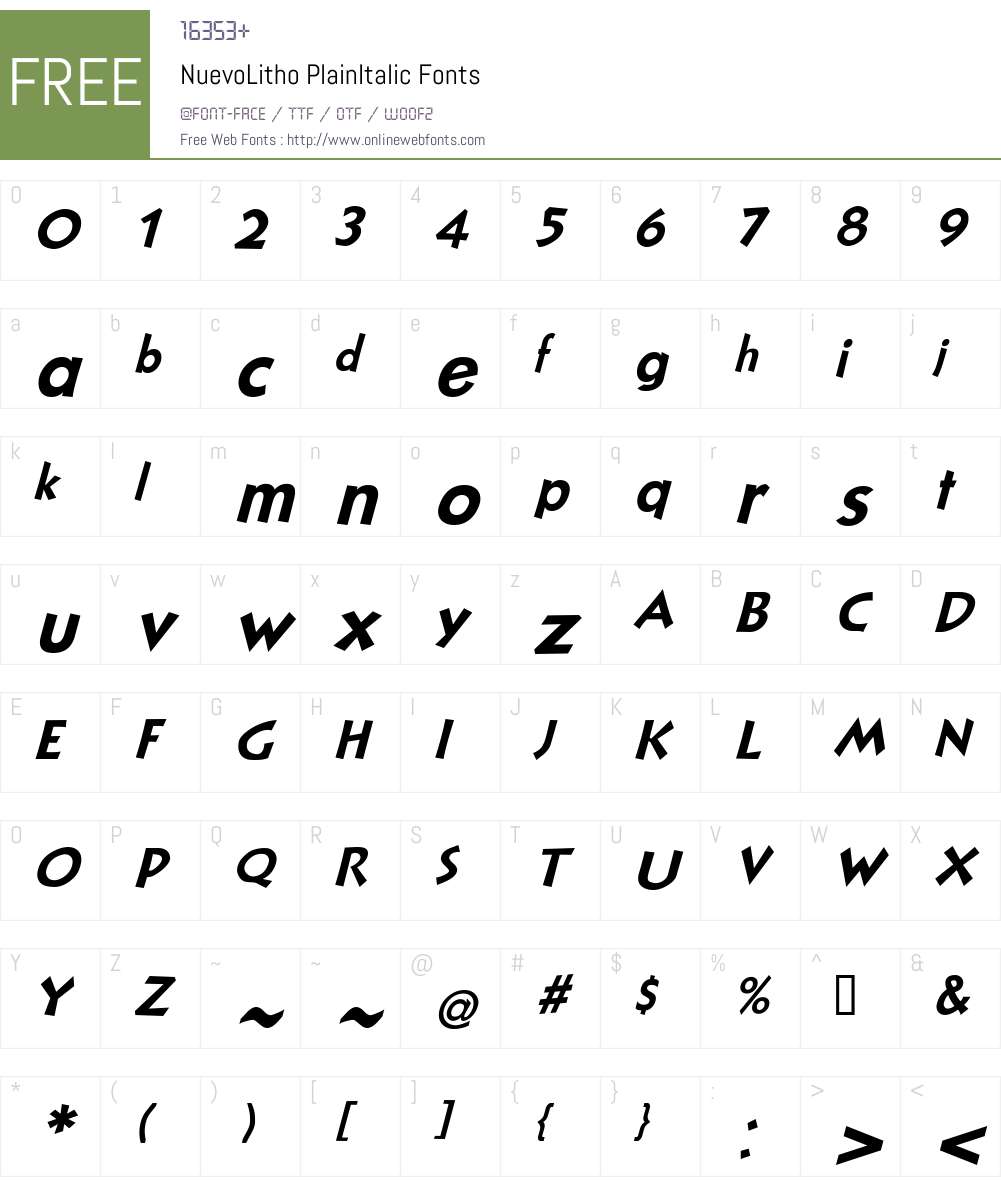 NuevoLitho Font Screenshots
