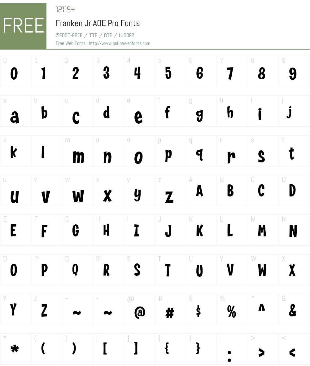 FrankenJrAOEPro-Regular Font Screenshots