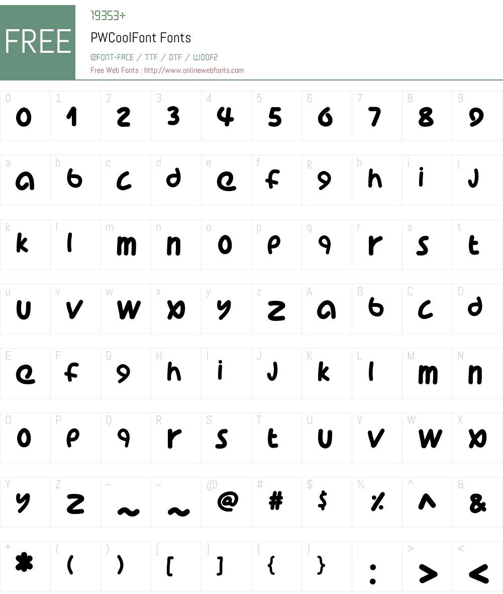 PWCoolFont Font Screenshots