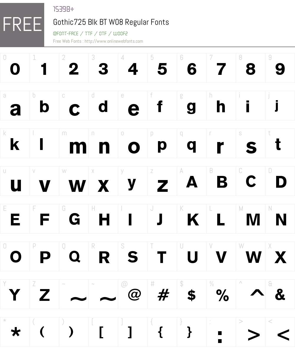 Gothic 725 BT Font Screenshots