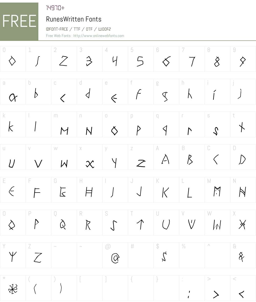 RunesWritten Font Screenshots