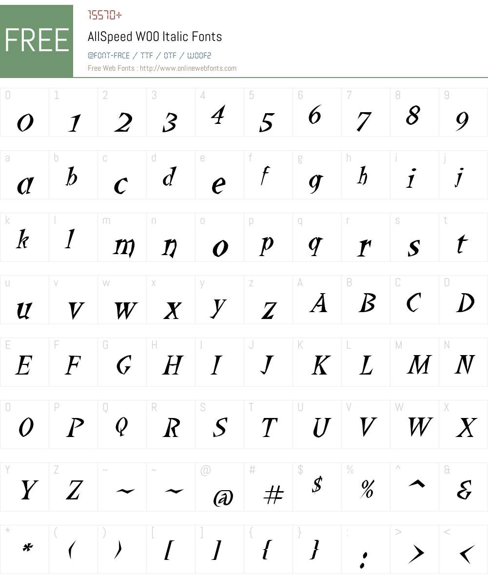 AllSpeed Font Screenshots