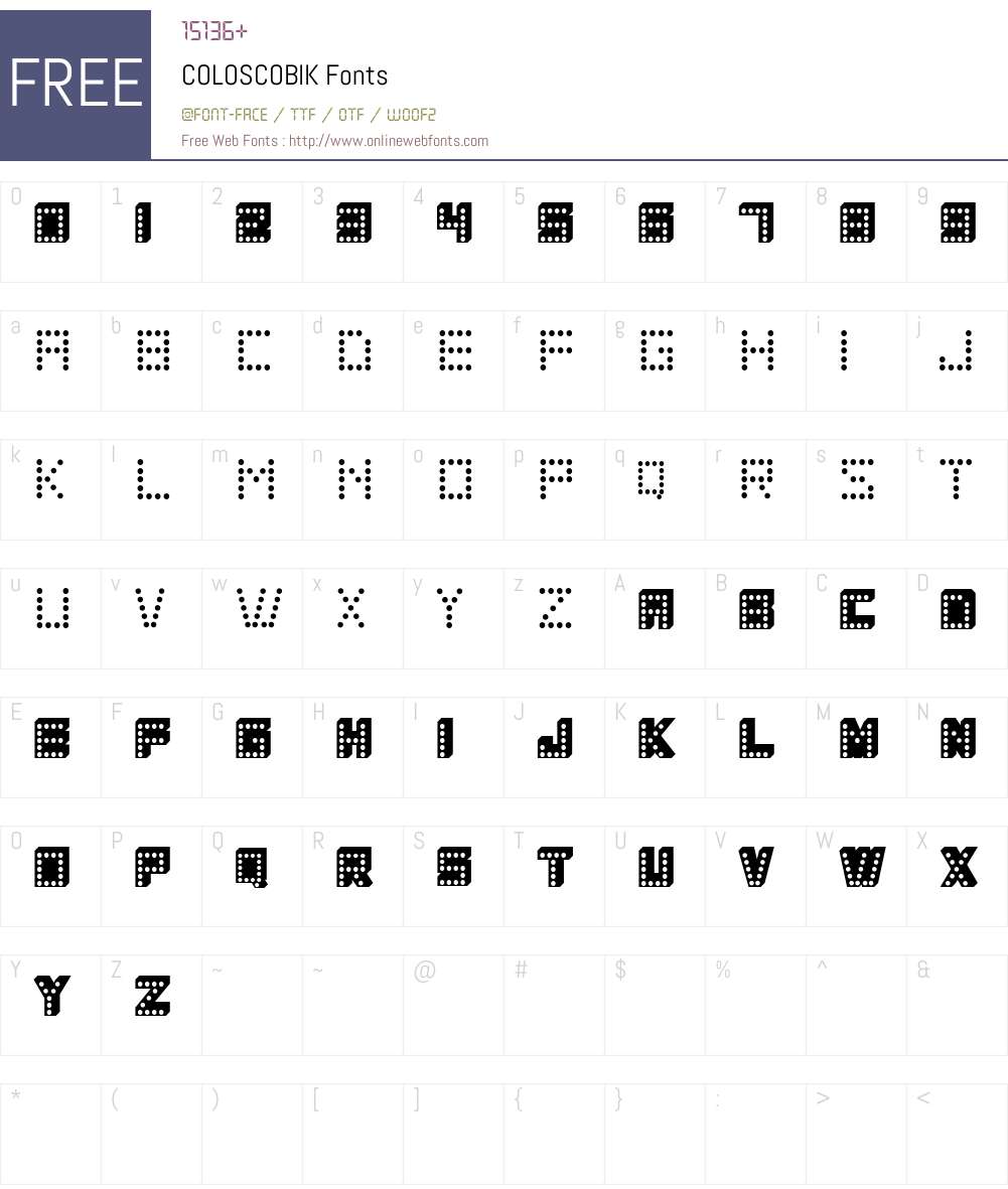 COLOSCOBIK Font Screenshots
