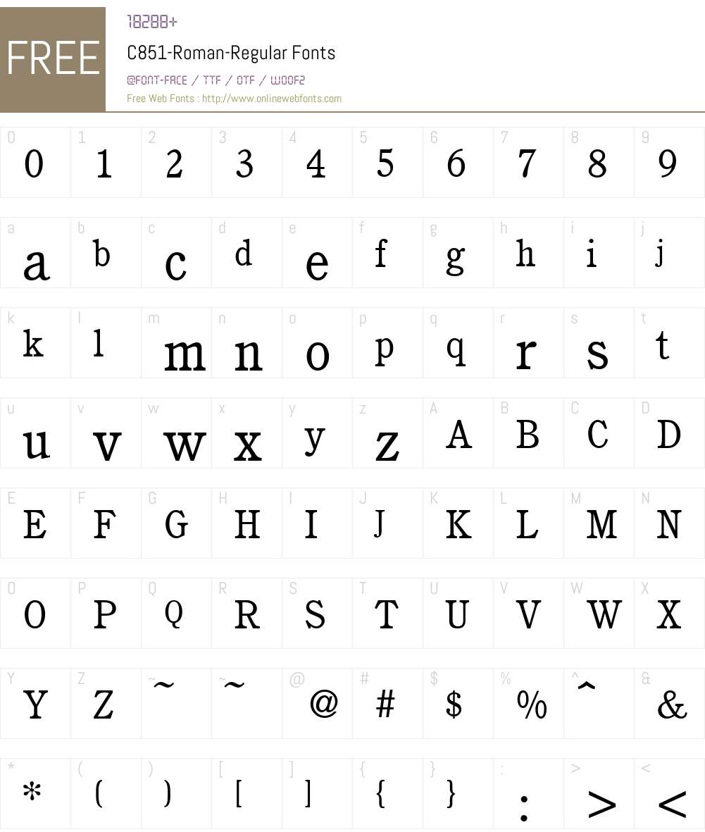 C851-Roman Font Screenshots