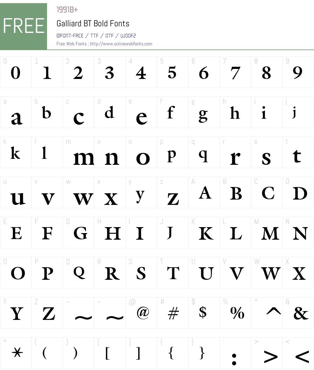 Galliard BT Font Screenshots