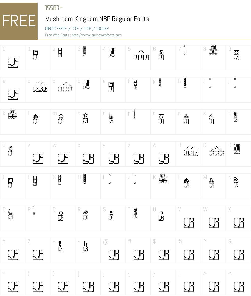 Mushroom Kingdom NBP Font Screenshots