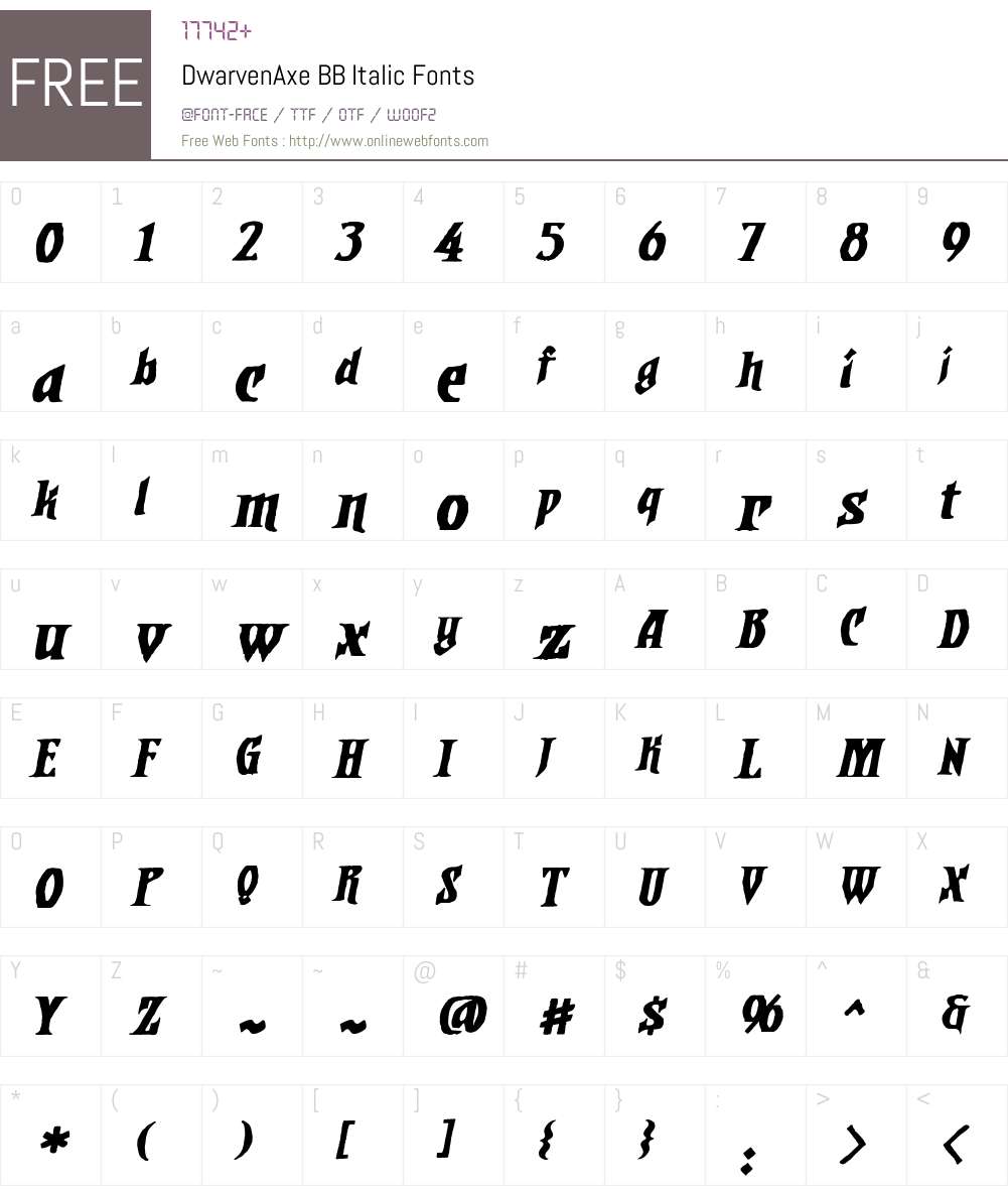 DwarvenAxeBB-Italic Font Screenshots