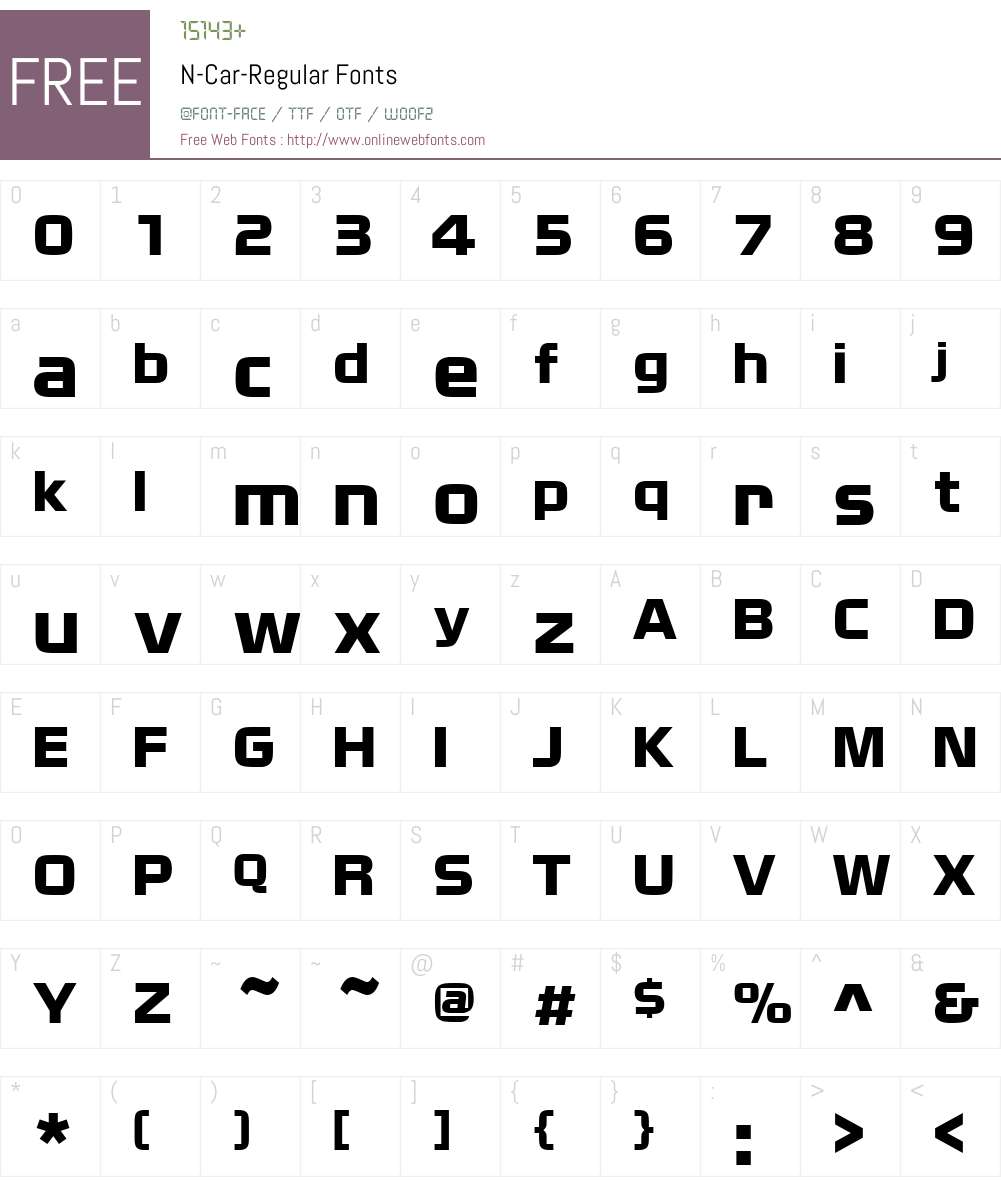 N-Car Font Screenshots