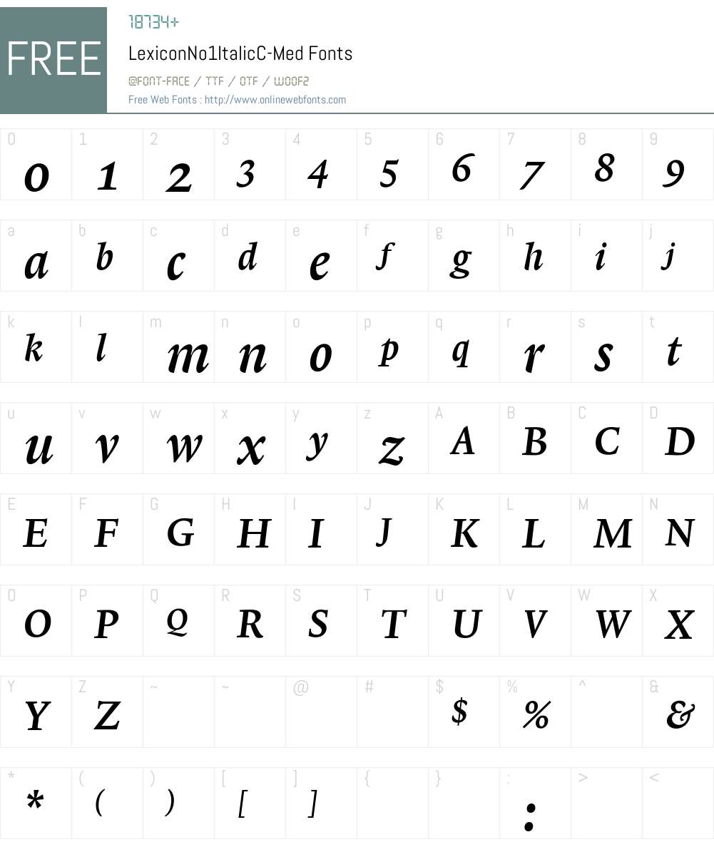 LexiconNo1ItalicC Font Screenshots