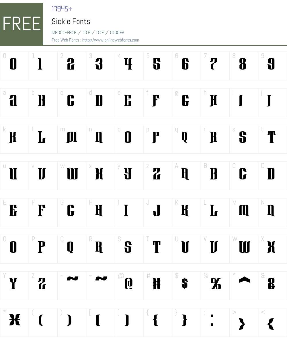 Sickle Font Screenshots
