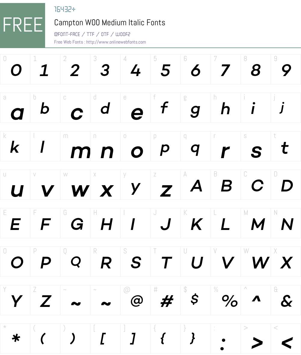 CamptonW00-MediumItalic Font Screenshots