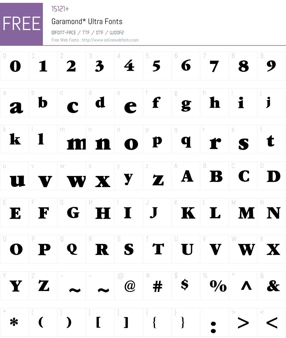 Garamond ITC BQ Font Screenshots