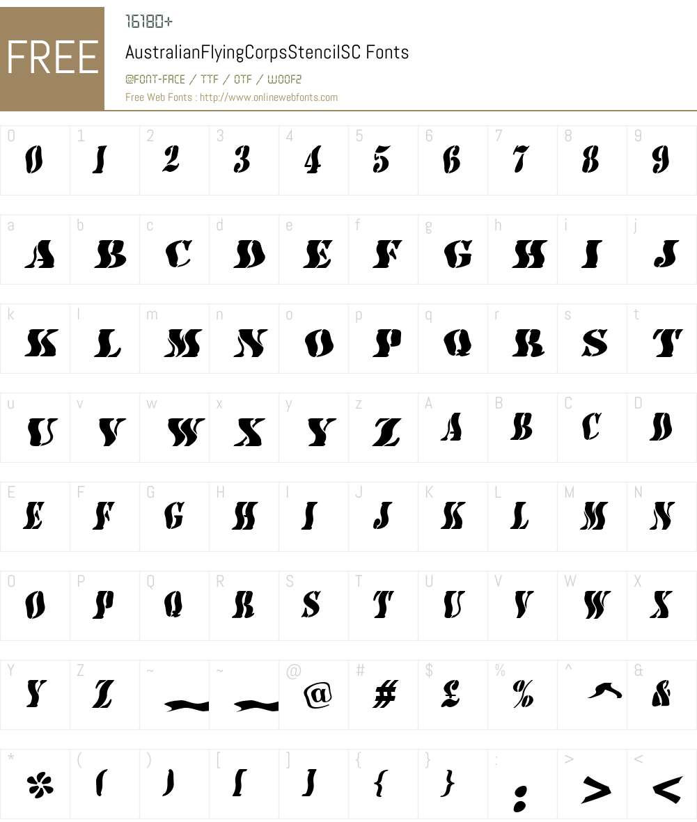 AustralianFlyingCorpsStencilSC Font Screenshots
