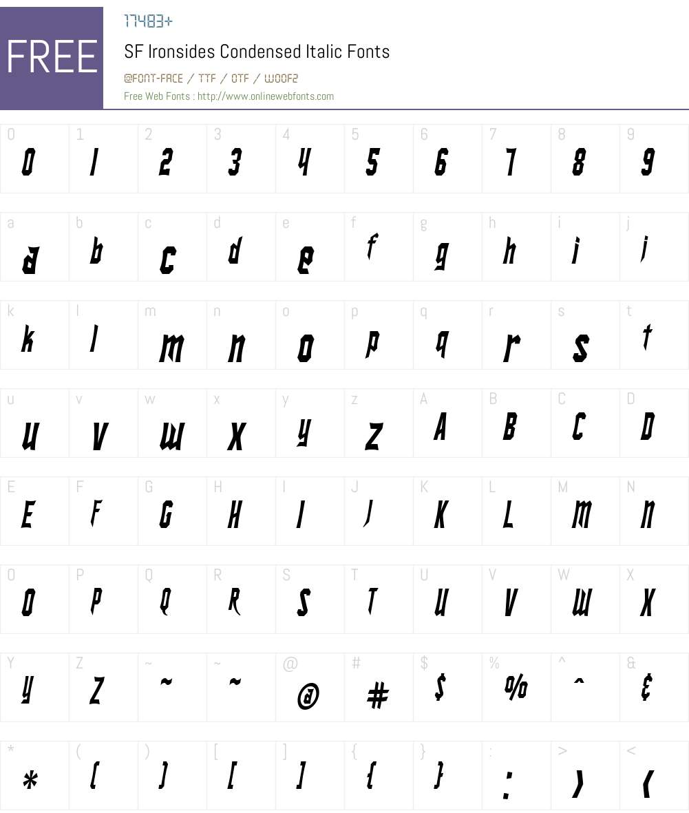 SF Ironsides Condensed Font Screenshots