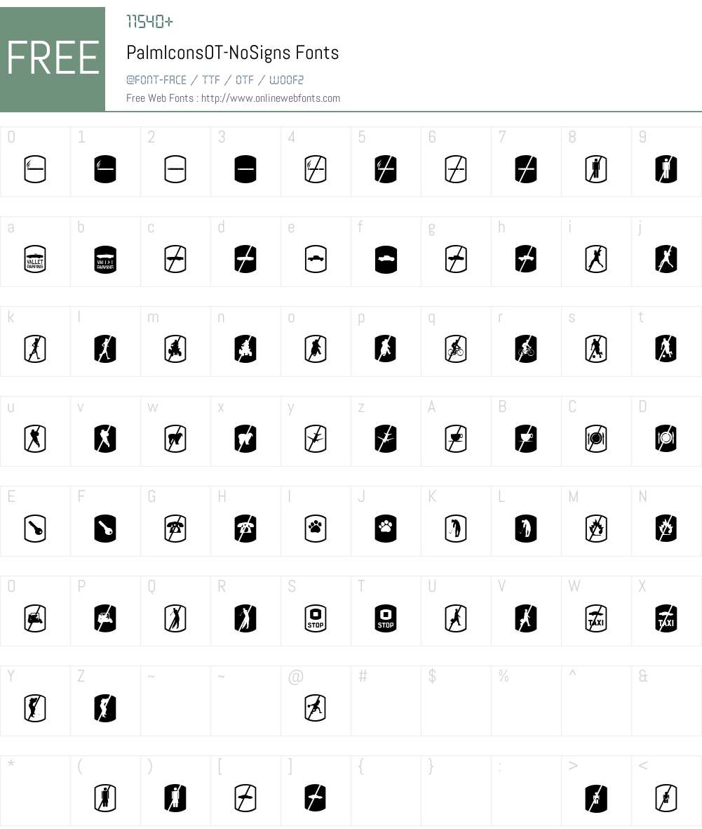 PalmIconsOT-NoSigns Font Screenshots