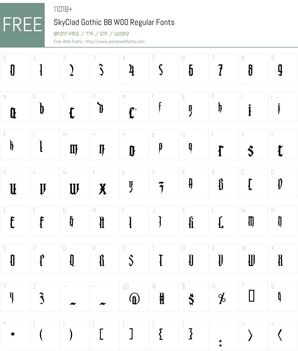 SkyClad Gothic BB Font Screenshots