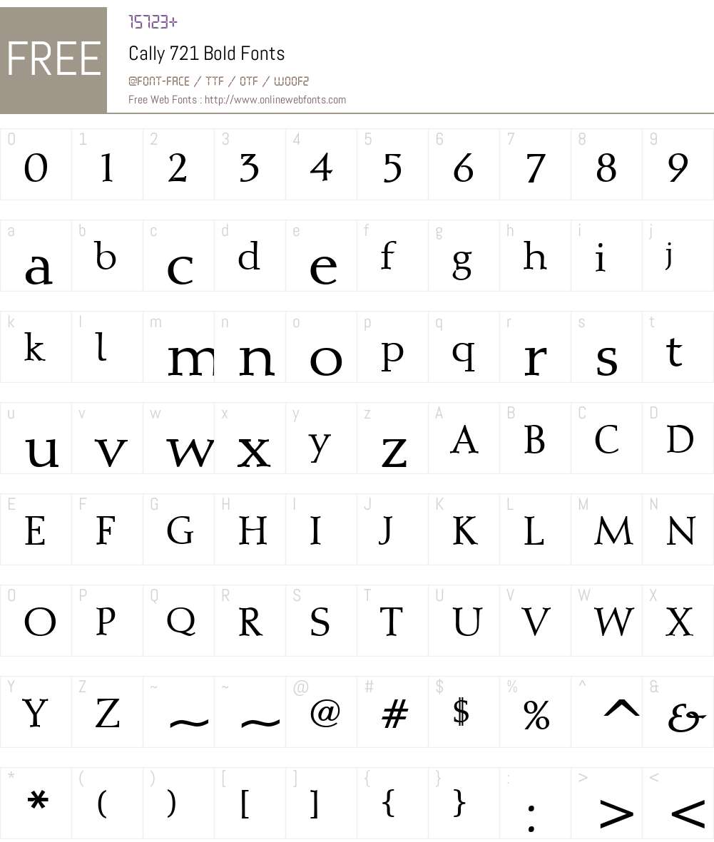 Cally 721 Font Screenshots