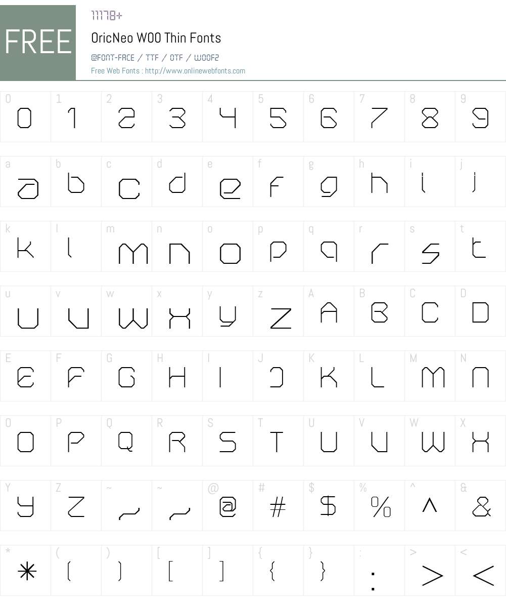 OricNeoW00-Thin Font Screenshots
