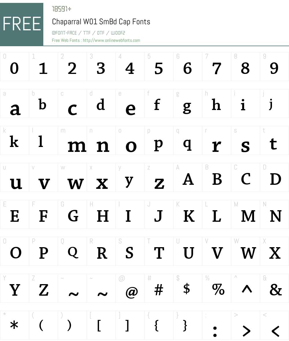 ChaparralW01-SmBdCap Font Screenshots