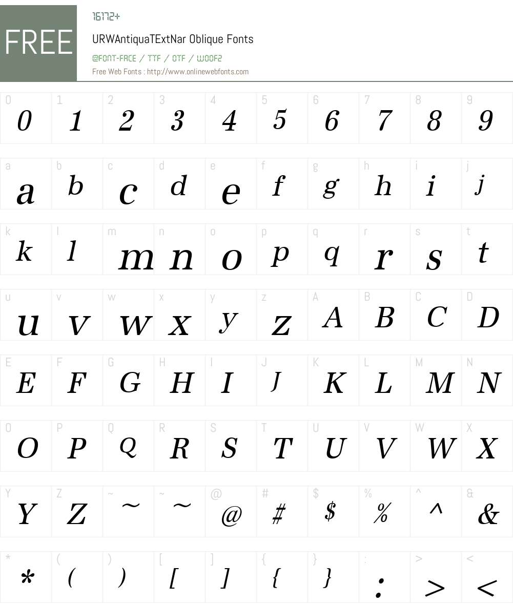 URWAntiquaTExtNar Font Screenshots