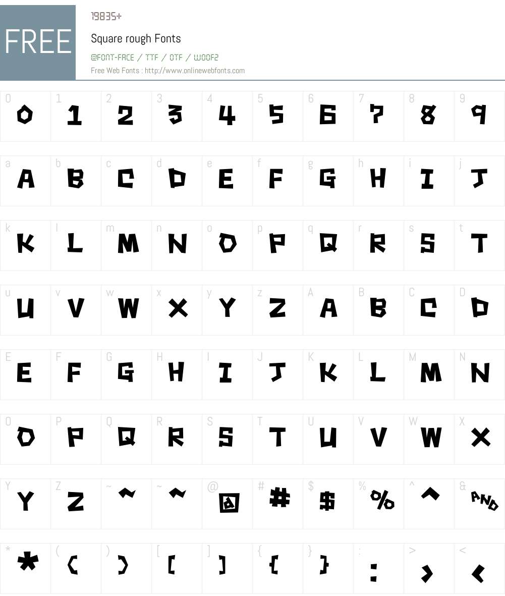 Square rough Font Screenshots