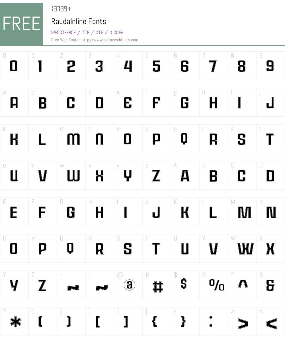 Rauda Inline Font Screenshots