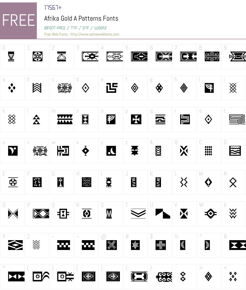 Afrika Gold A Patterns Font Screenshots
